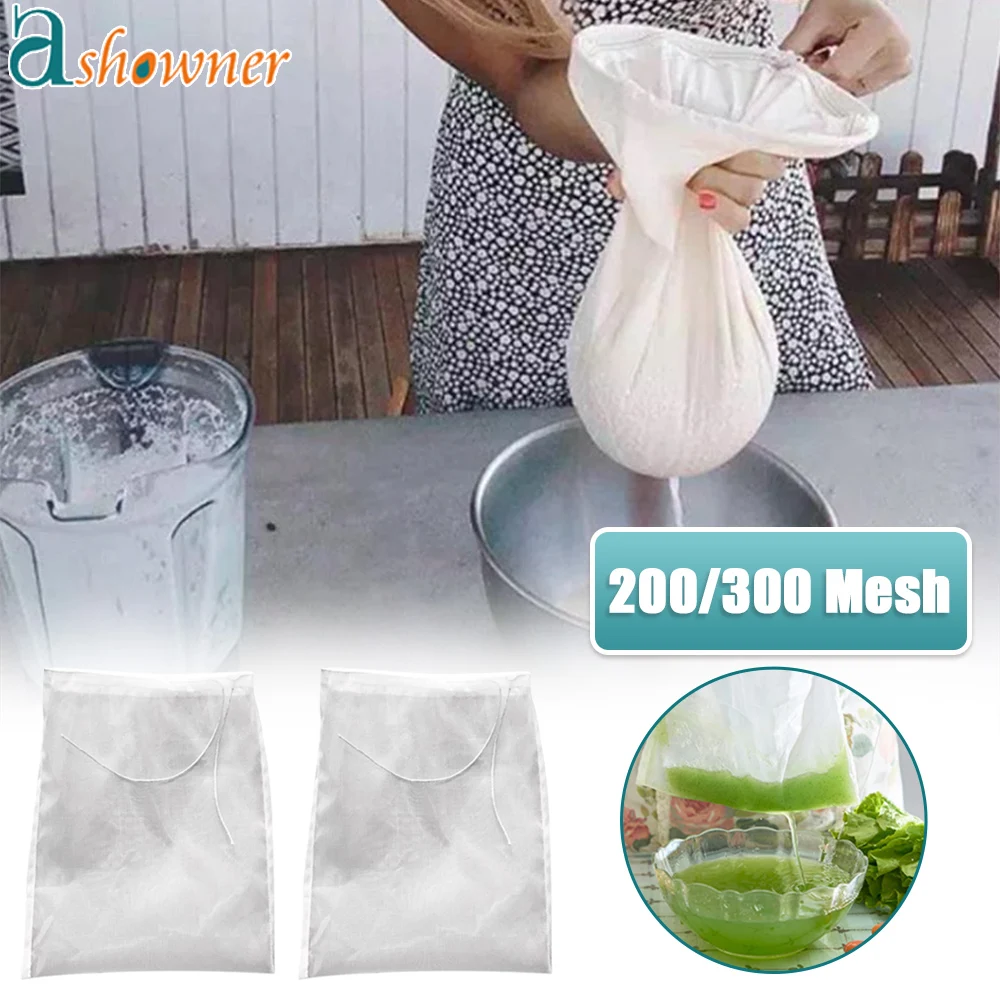 

20X30cm Soy Milk Wine 20X30cm Nut Milk Bag Reusable Almond Milk Bag Strainer Fine Mesh Nylon Cheesecloth Cold Brew Coffee Filter