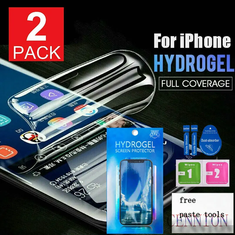 

New 2 Generation Hydrogel Film clear Screen Protector for iPhone 13 12 mini 5.4 pro 6.1 pro max 6.7 XR XS X 8 7 6 Plus 2 pcs