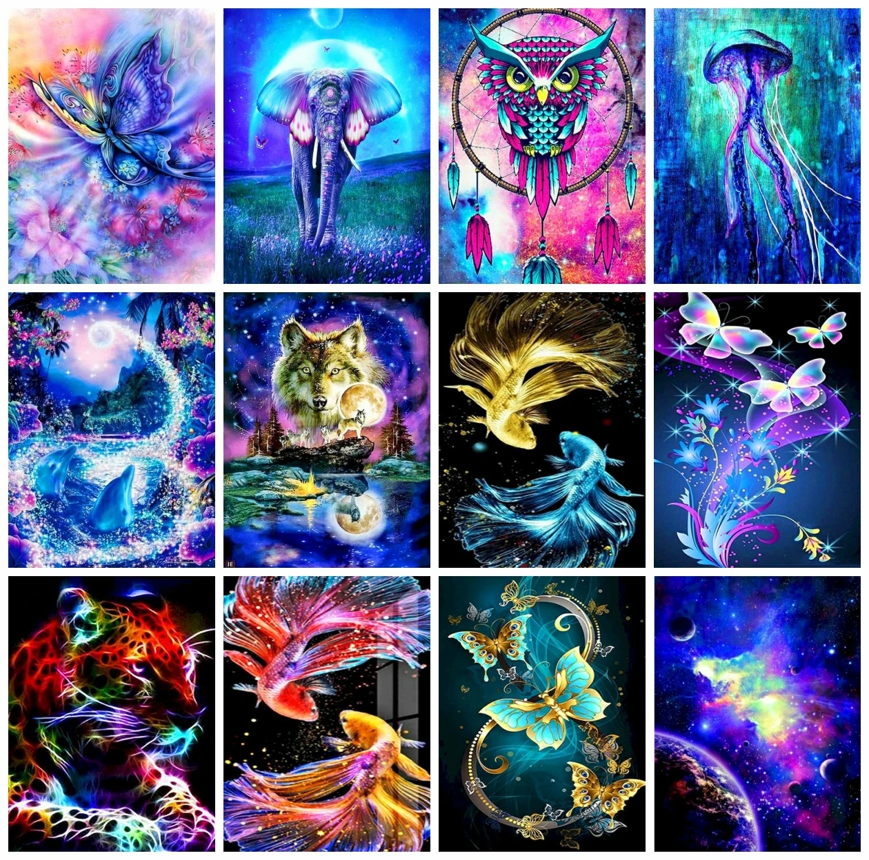 

AZQSD DIY Drawing By Numbers Elephant Butterfly Wolf Canvas Frameless Painting By Numbers Animal Handpainted Wall Decor Gift