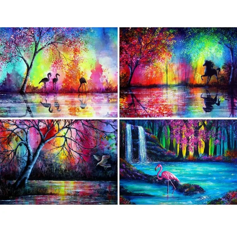 

5D Diamond Painting Landscape, Paint with Diamonds,DIY Diamond Art Autumn Forest, Painting By Number Kits Full Drill Rhinestone