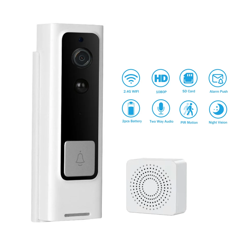 Беспроводной дверной звонок с Wi-Fi уличный водонепроницаемый IP65 домофон камера