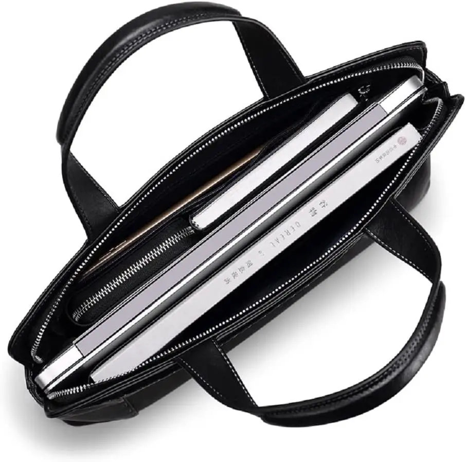 VANNANBA Genuine Leather Laptop Bag 18 Inch Large Capacity Computer Sleeve Case Waterproof Lightweight Briefcase with Handle