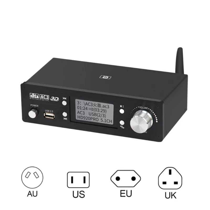 

HDMI2.0 DTS AC3-Atmos 5.1 Аудио декодер Поддержка U-Disk Bluetooth-совместимое 5.0 оптоволоконное коаксиальное декодирование