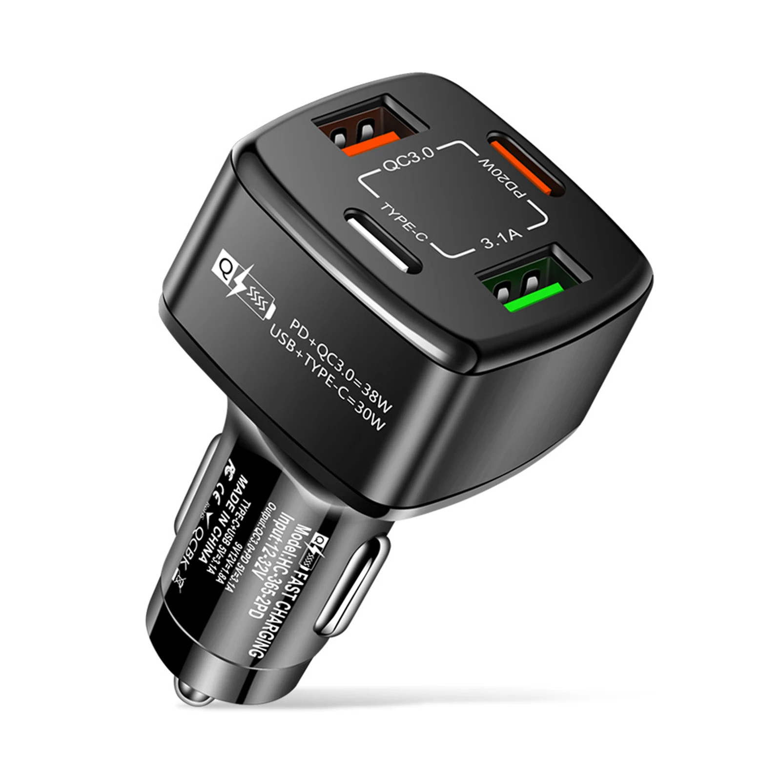 

68W Quick Charge Car Phone Charger QC3.0/PD 20W/Type C/USB 3.1A Fast Charging Cigarette Lighter Adapter Socket 12V-32V