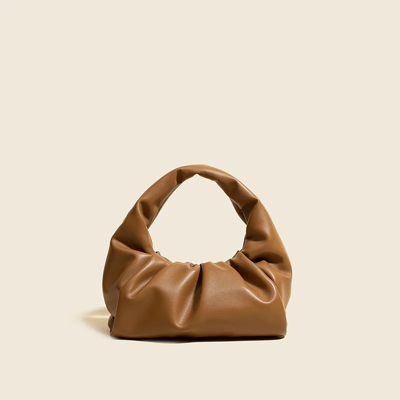 

022 Single Shoulder Armpit Bag Ox Horn Bag Cloud Bag Women's Portable Vegetable Basket Leather Women's Bag
