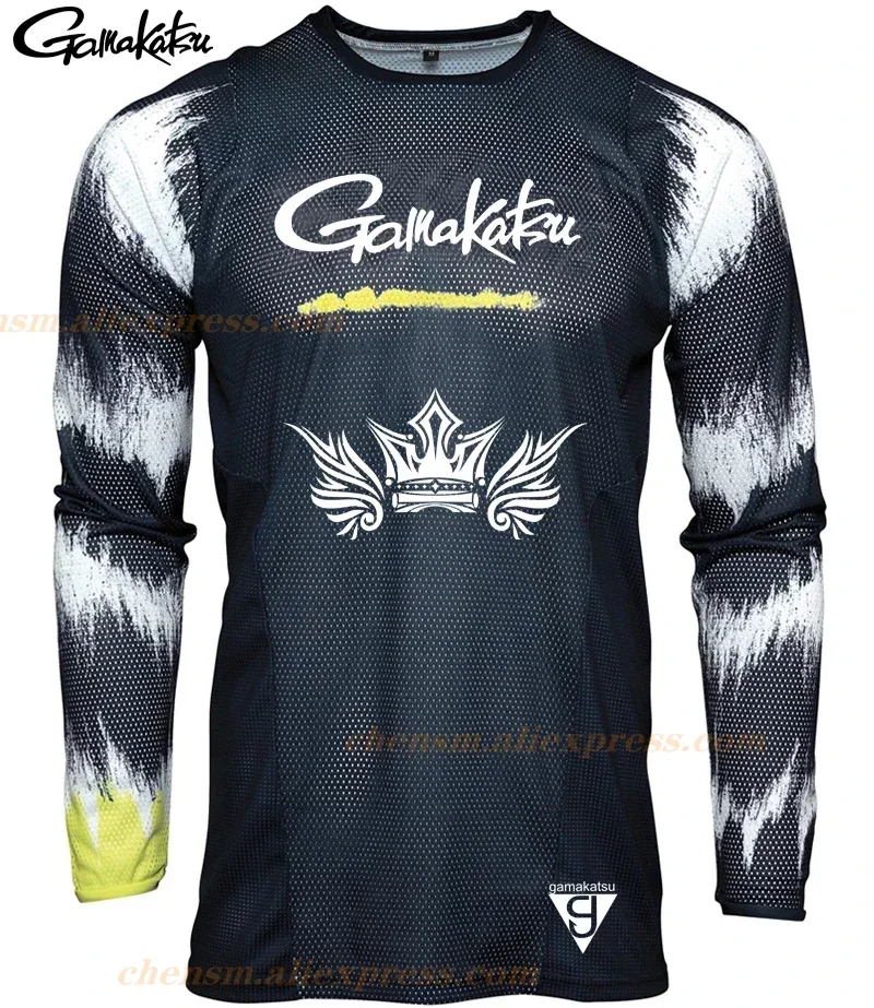 Gamakatsu Мужская футболка для рыбалки Камуфляжная на открытом воздухе с длинным