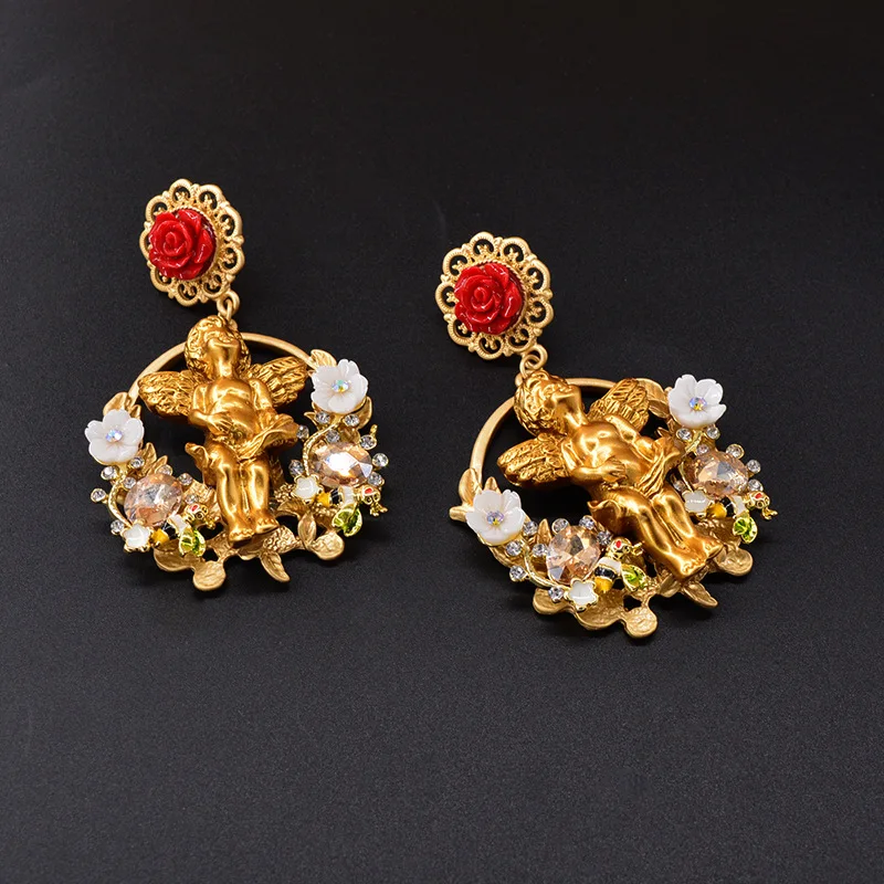 Earrings rose flower earrings earrings girl earrings
