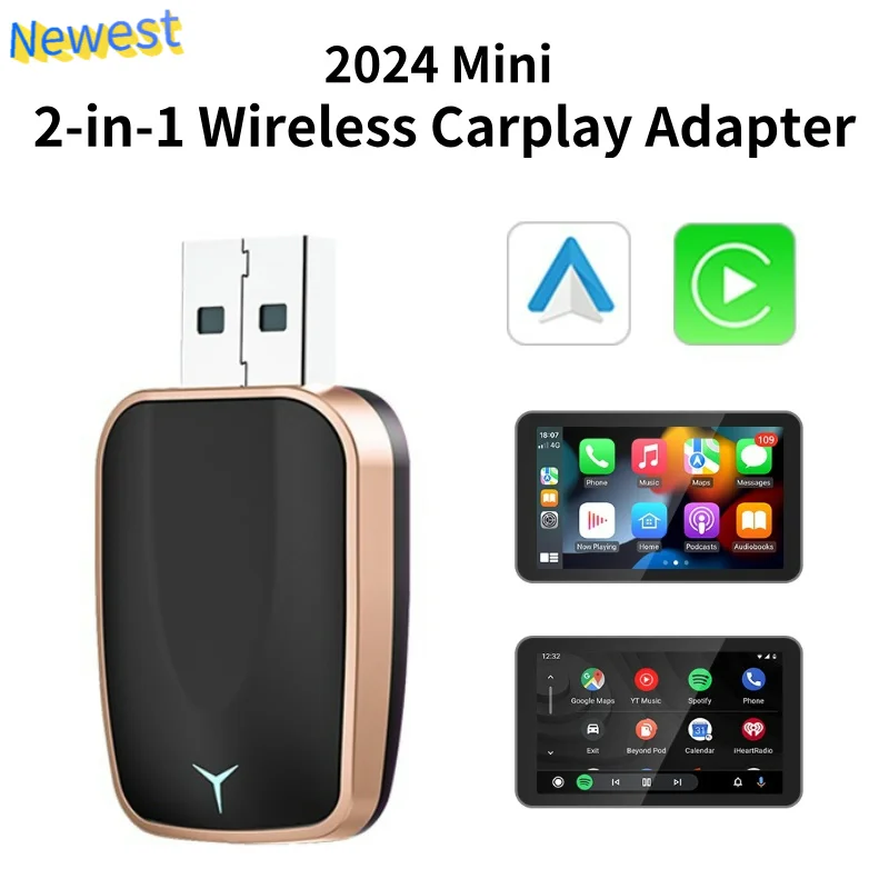 

НОВЫЙ 2 в 1 беспроводной Carplay AI Box Android Auto Plug And Play 2025 5G WIFI для iphone Android телефона проводной Carplay для беспроводной связи