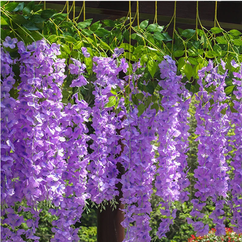 

Wisteria Artificial Flower Vine Wreath Hanging Garland Wedding Decor Arch Flowers String Party Home Garden Plant Wall Decoration