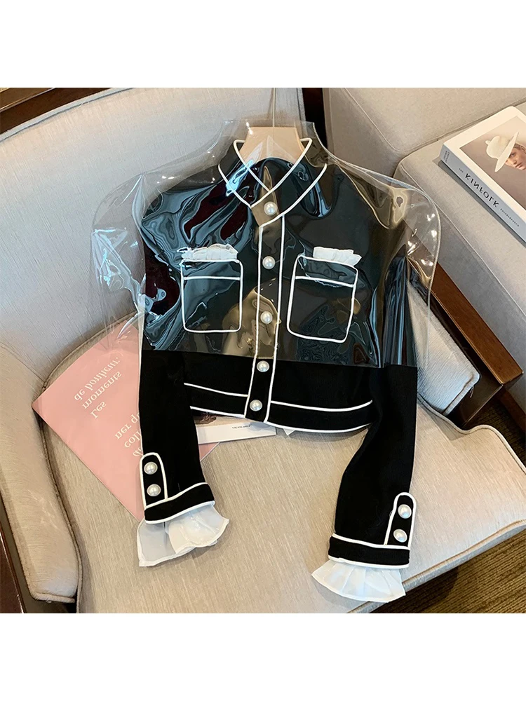 

2022 Early Autumn French Style Elegant Knit Sweater Women Short Coat Fashion Single-breasted Long Sleeve Top Female Chic Cardiga