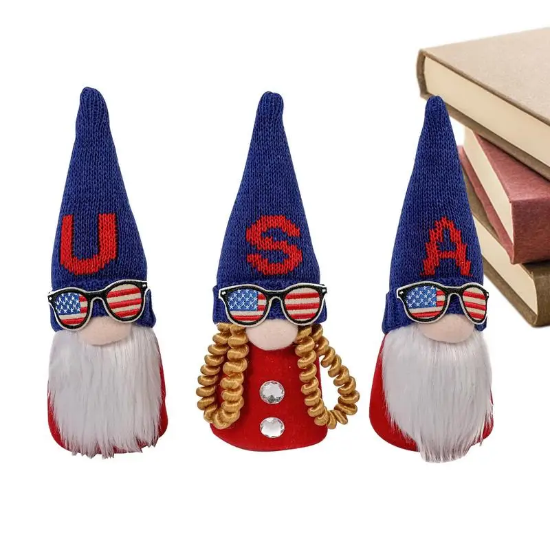 

4th Of July Gnomes Patriotic Decorations American Gnomes Plush For Independence Day Soft Non Fading Patriotic Faceless Gnomes