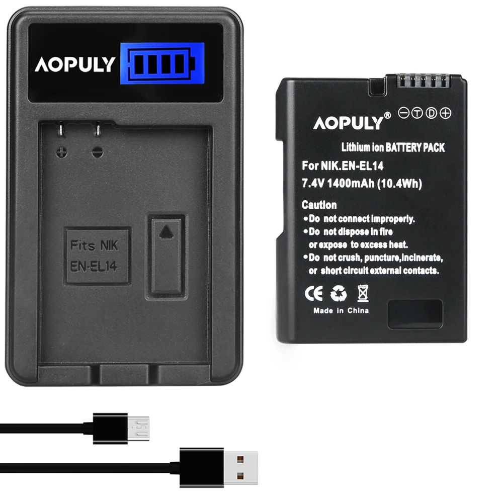 Зарядное устройство AOPULY USB для камеры Nikon D5200 D3100 D3200 D5100 P7000 P7100 P7800 2 шт. | Электроника