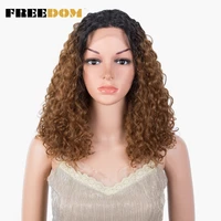 freedom synthetic lace wigs for black women short bob curly hair cosplay wigs ombre black synthetic wigs high temperature fiber