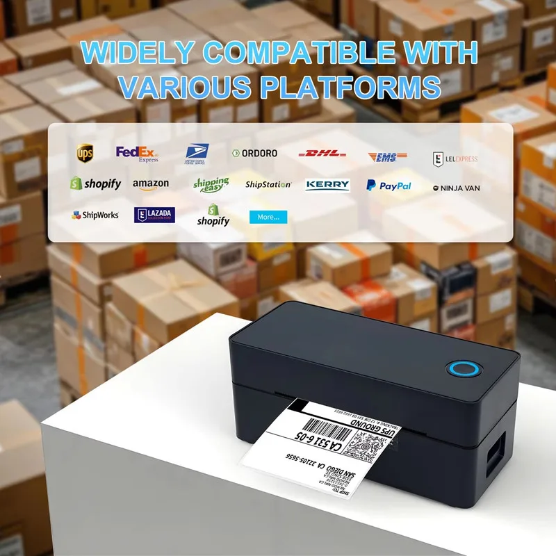 Фото 4-дюймовый USB Bluetooth-принтер для термопечати этикеток без чернил, 203DPI, для накладных 4x6, для малого бизнеса, высокоскоростной, совместим с Android, iOS, Windows, Mac №3