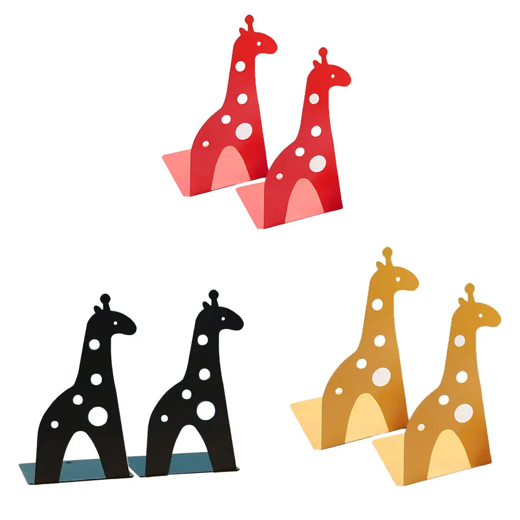 

2piece Metal Bookends For Shelves - Keep Books Safe And Secure Convenient red