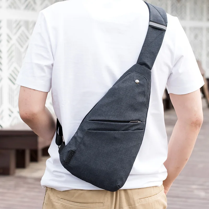 Fashion Men Anti Theft Chest Bag Boy Ultra Thin Small Bag One Shoulder Bag Reflective Strip Crossbody Bags for Men Mini Bagpack