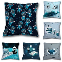4545cm cartoon blue space astronaut pillow case decorative fashion home decor bed sofa throw pillow case cute car cushion cover