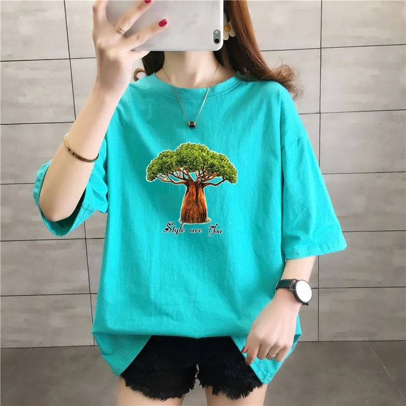 

Летняя футболка с коротким рукавом, Женская однотонная Базовая футболка, Женская Повседневная футболка с круглым вырезом, Топ