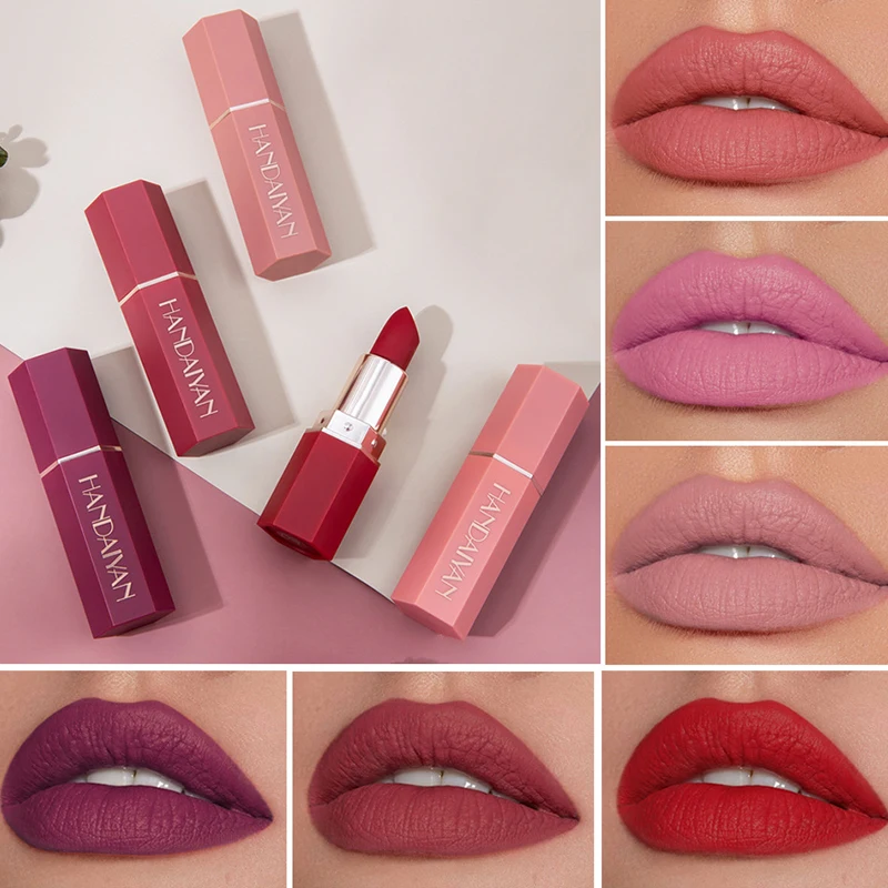 

6 Colors Long Lasting Matte Lip Gloss Velvet Nude Lip Makeup Lipstick Cosmetic Waterproof Non-stick Cup Cream Texture Lipstick
