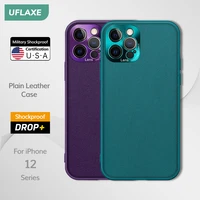 uflaxe original plain leather case for apple iphone 12 pro max iphone 12 mini camera protection cover shockproof hard casing