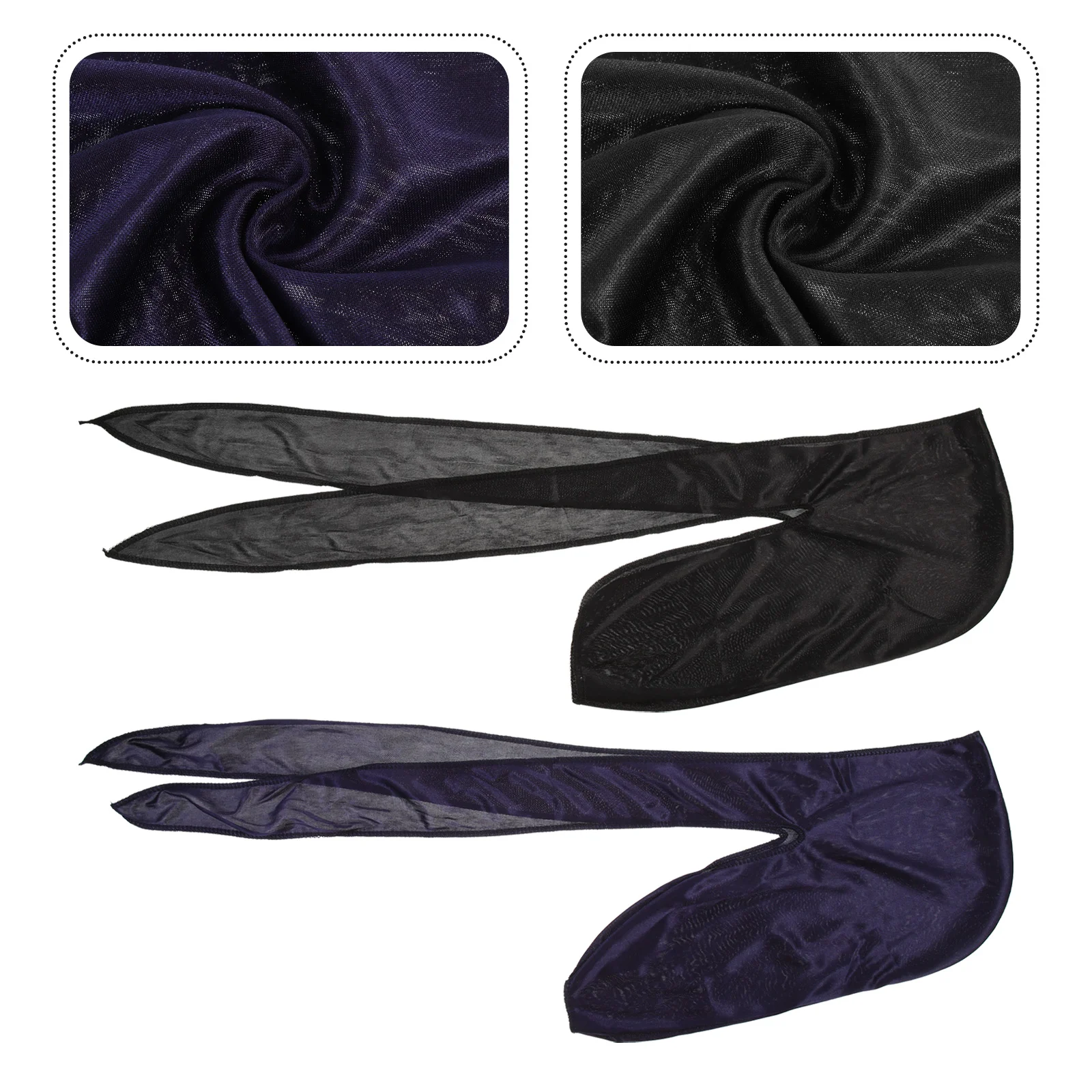 

2 Pcs Long Tail Baotou Men Women Kids Satin Bonnet Costume Hats Polyester Supple Hair Care Caps