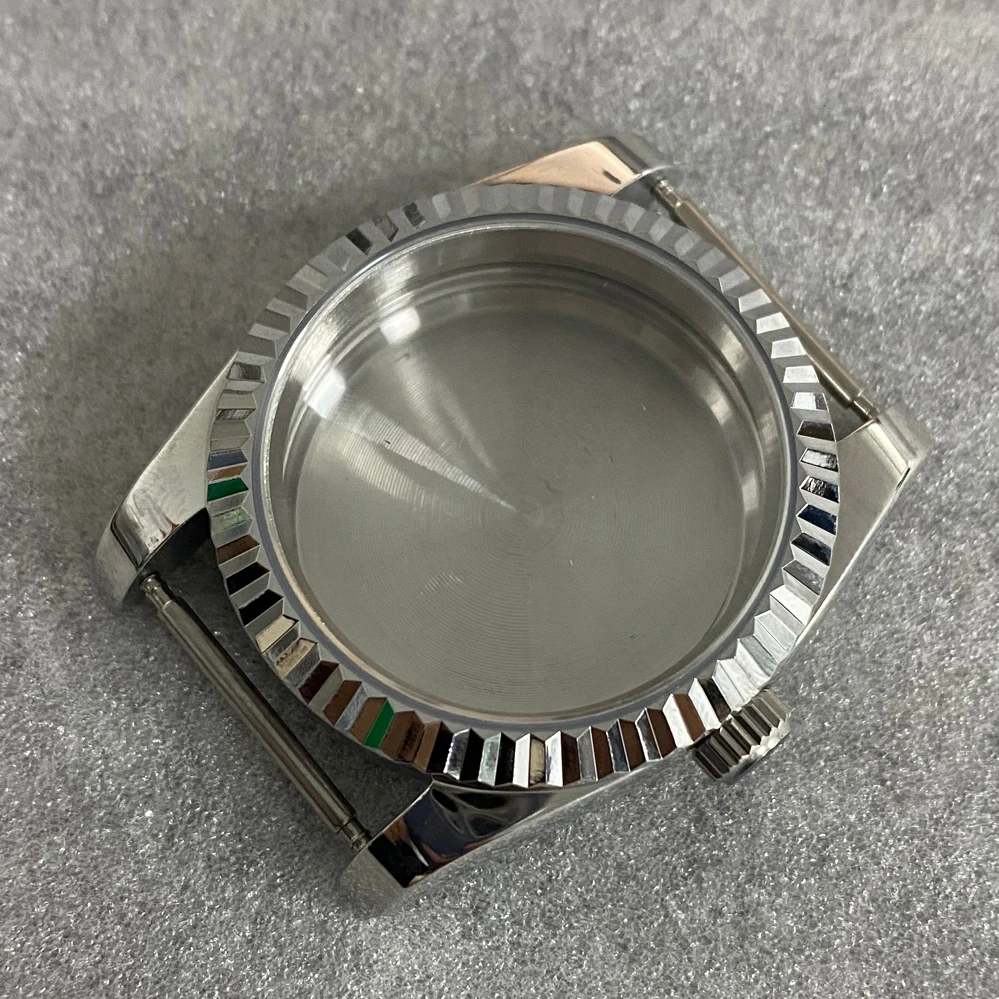 36mm Dog Tooth Ring Case Sapphire Glass Stainless Steel Case For NH35/36 Movement
