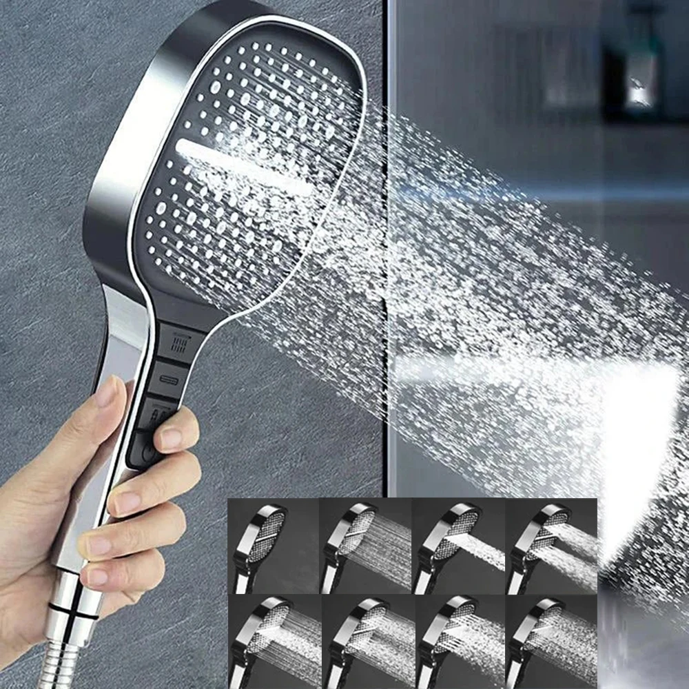 

Большая панель, 7 режимов, регулируемая Лейка для душа, дождевая спа насадка для душа, насадка для смесителя, аксессуары для ванной комнаты