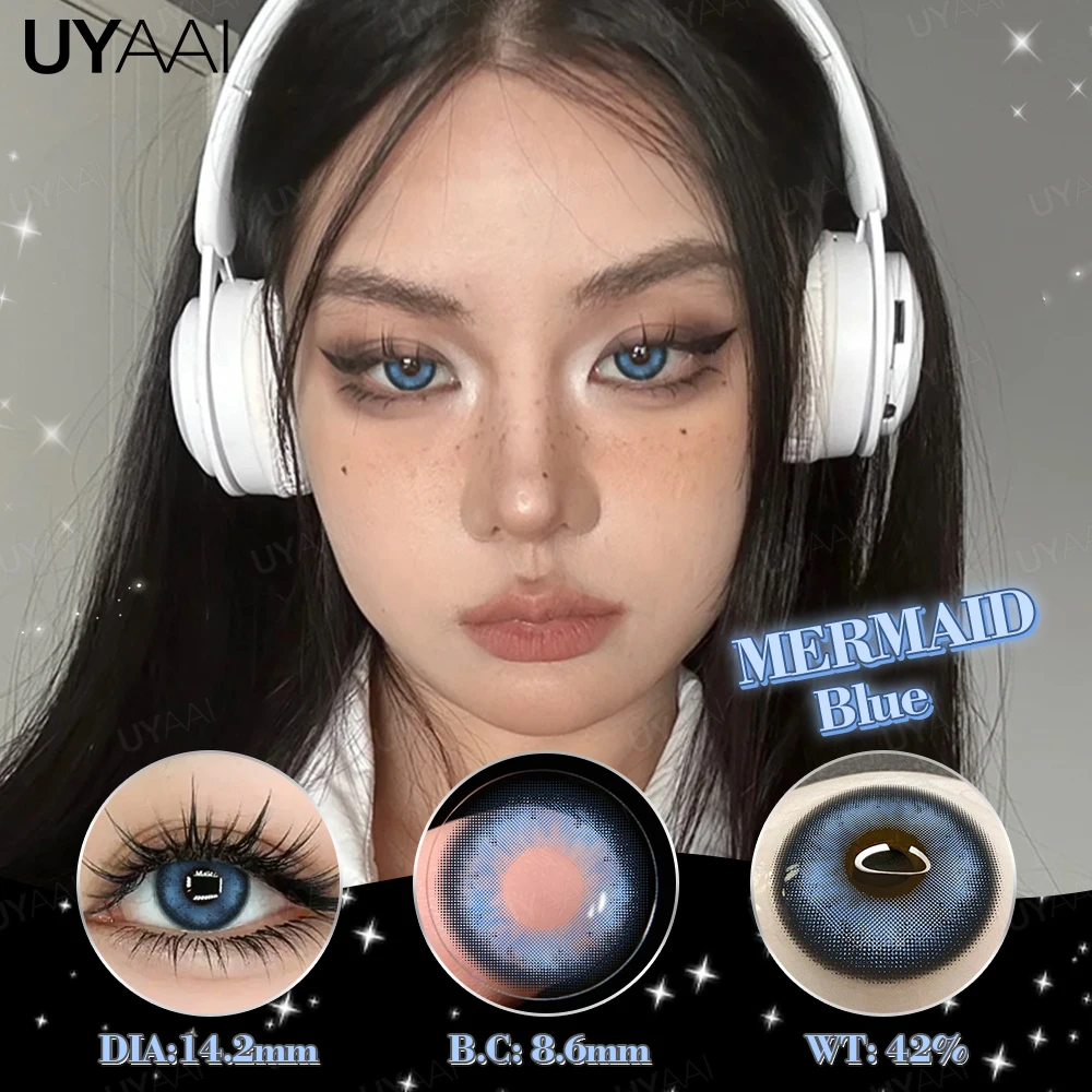 UYAAI 1 пара 0 ~ 350 ежегодные контакты по рецепту линзы цветные темных глаз степени