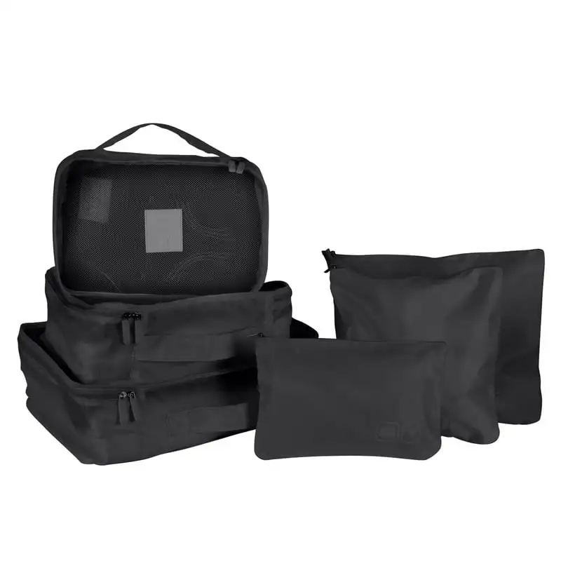 

High Quality Black 6PC Set Travel Luggage Organizer Packing Cube Bags, Perfect for Easy and Comfortable Trip Organizing.