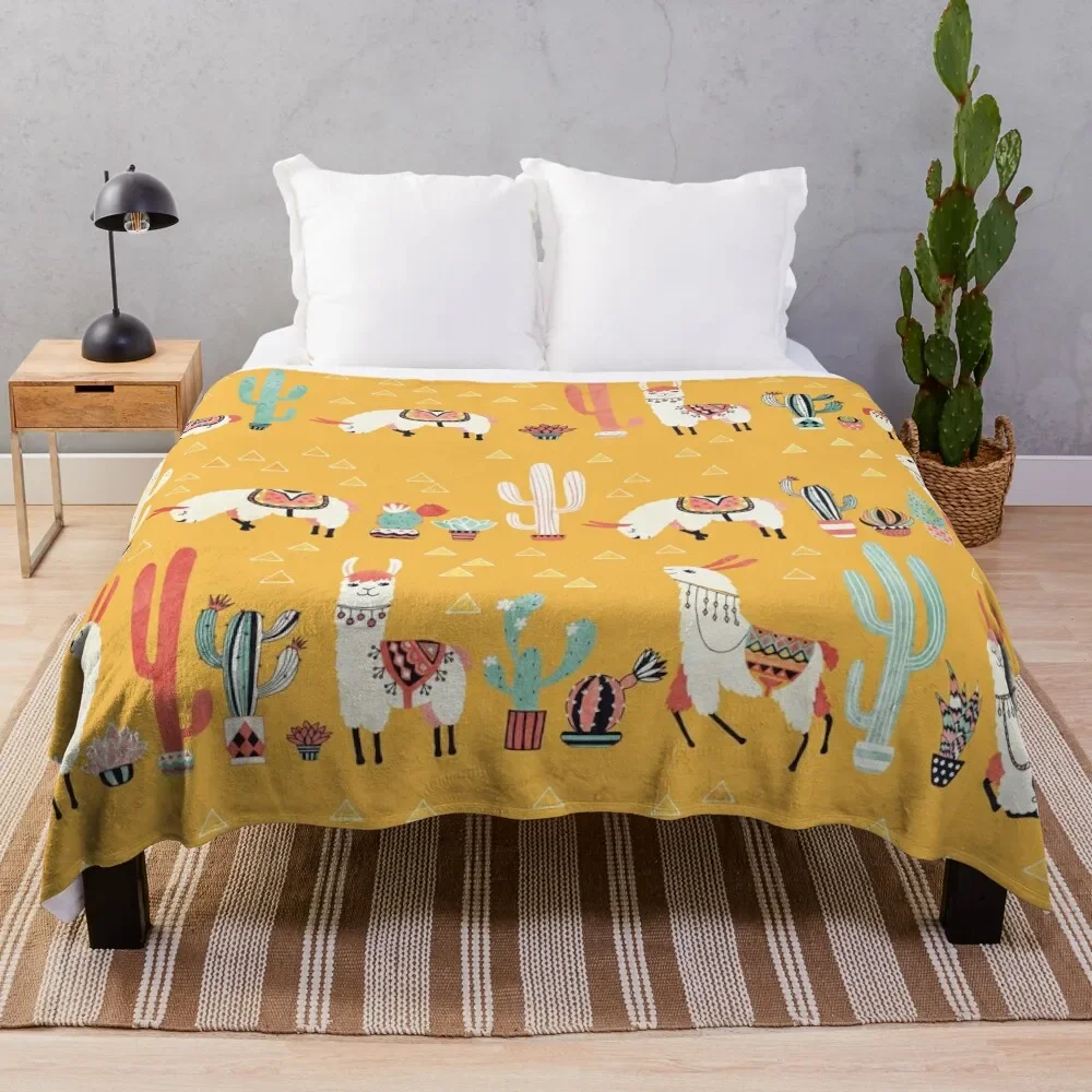 Счастливая лама С КАКТУСОМ в кастрюле плед одеяло среда диван индивидуальные