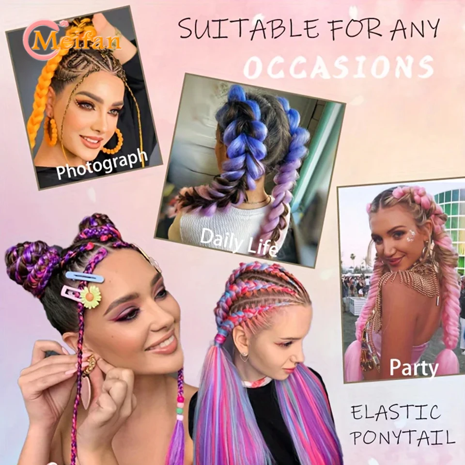 MEIFAN синтетический цветной Плетеный удлинитель конского хвоста желтые светлые