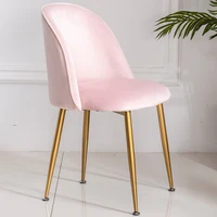 Pink Soft Dining Chairs Designer Home Relaxing Leather Dining Chairs Backrest Salon Silla Plegable Furniture for Home CC50CY