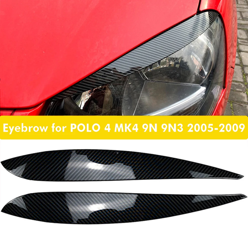

Car Eyebrows Headlight Eyelids Cover Eye Lids Stickers Trim For Volkswagen VW POLO 4 MK4 9N 9N3 2005-2009 Styling Accessories