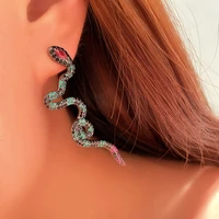 european style luxury full zircon snake drop earring for women trend top quality unusual statement party dress jewelry brincos