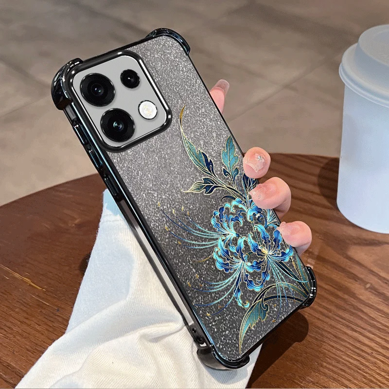 Фото Чехол с блестящим покрытием для OPPO Reno 16 Pro 16F 16FS Reno16 F FS 5G, чехол из ТПУ с защитой от ударов по четырем углам, с цветочным узором, Fundas №5