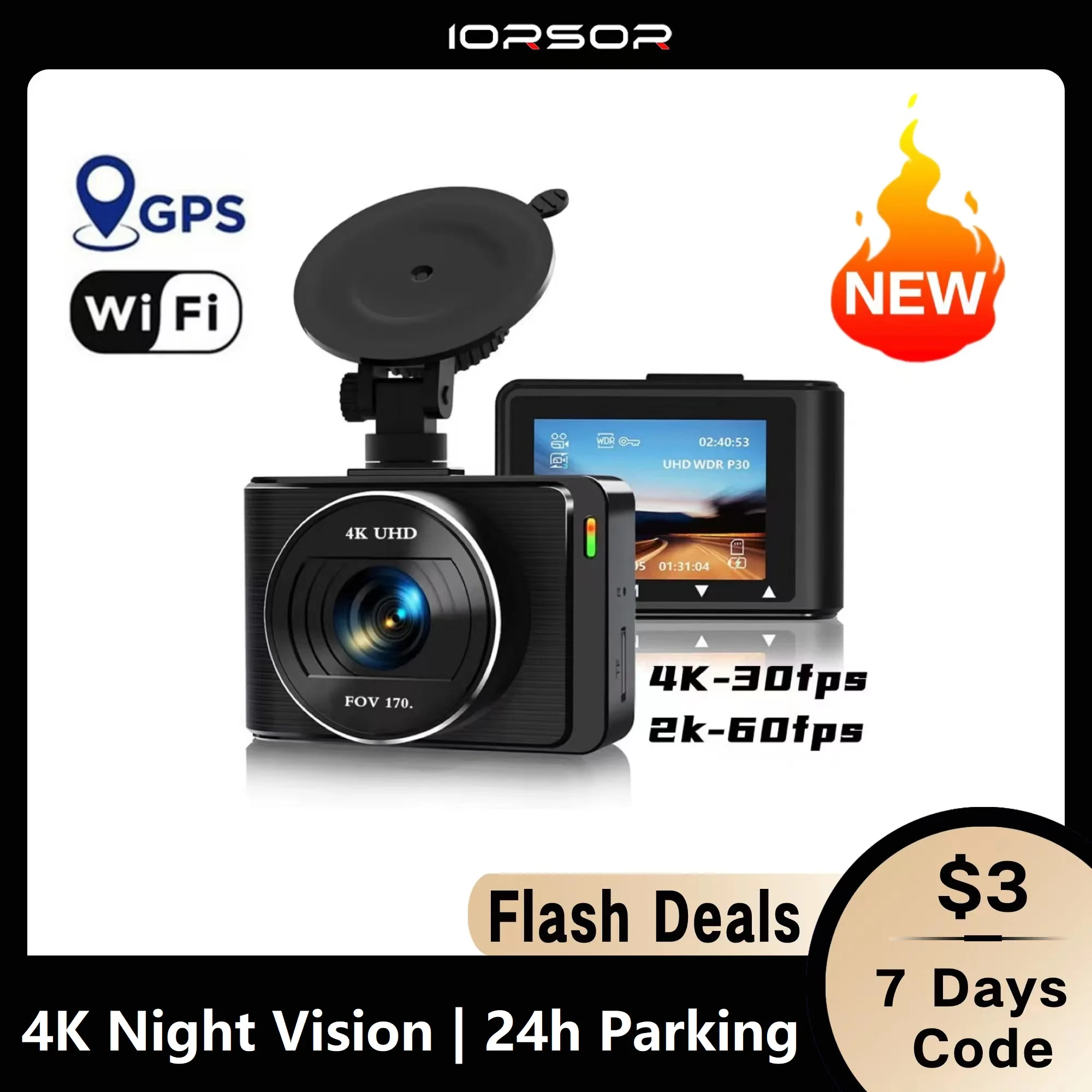 

Dashcam 4K GPS WIFI 24h Parking Monitor Dash Cam For Car Camera Mini Dvr Para Coche Night Vision Kamera Samochodowa Rejestrator