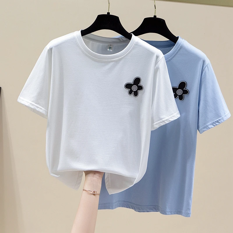 

Ins white cotton short sleeve T-shirt design feeling female summer new niche blouse shirt