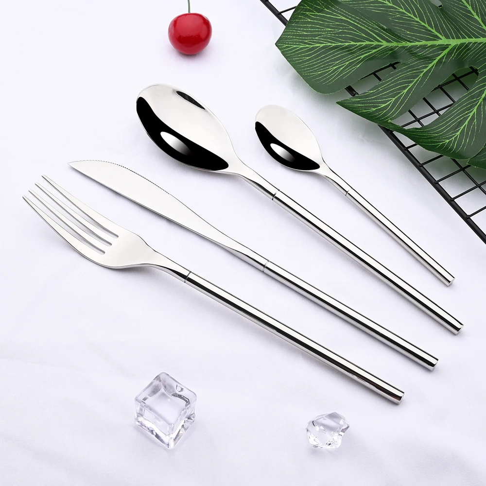 

Western Dinner Knife Spoon Fork Dinnerware Set 18/10 Stainless Steel Mirror Silver Weeding Tableware Silverware Cutlery Set