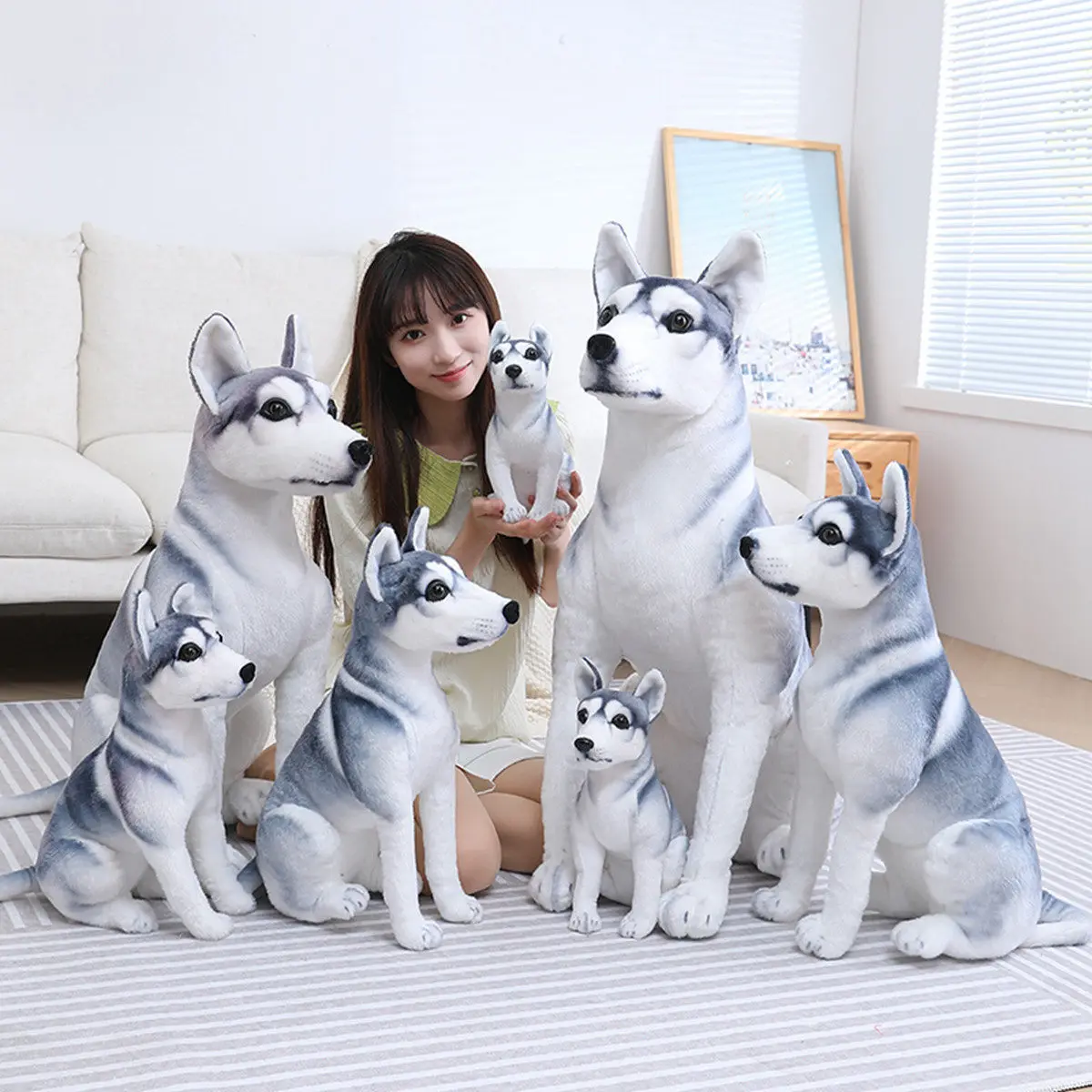 

1Pc 30-90CM Huge Size Husky Dog Plush Toys Simulation Animal Dog Pillow Stuffed Soft Lifelike Dolls for Kids Boys Birthday Gifts