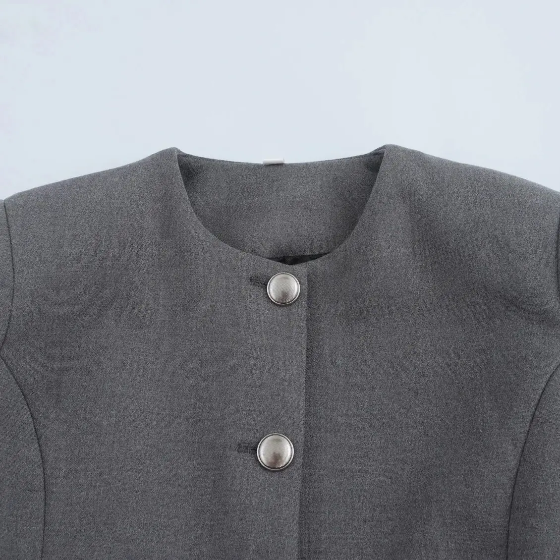 TRAF Элегантная женская короткая куртка 2024 осеннее толстое однобортное офисное