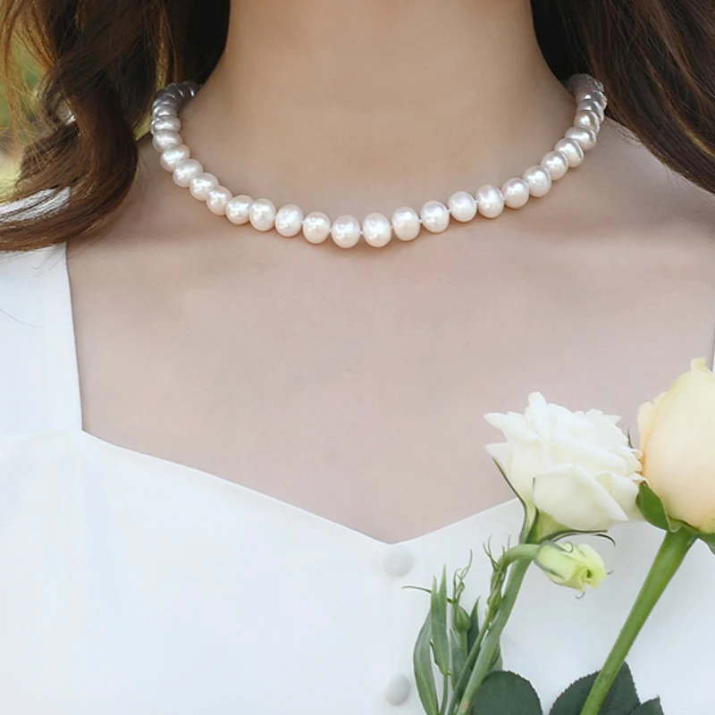 

Женское Ожерелье-чокер из серебра 925 пробы с натуральным пресноводным жемчугом