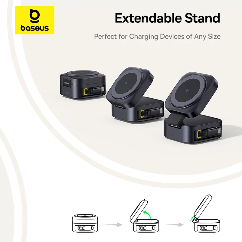 Baseus Qi2 15 Вт Магнитное беспроводное зарядное устройство 67 2-в-1 Док-станция для