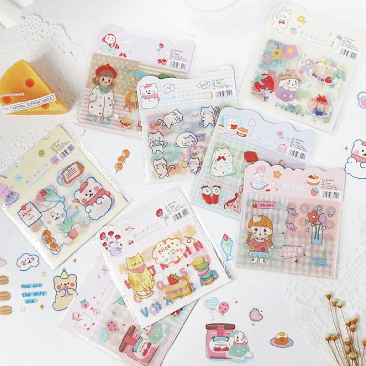 

40 pack/lot Cartoon Animal Cat Duck Bear Stickers DIY Diary Scrapbooking Label Sticker Kawaii stationery Gift School Supplies