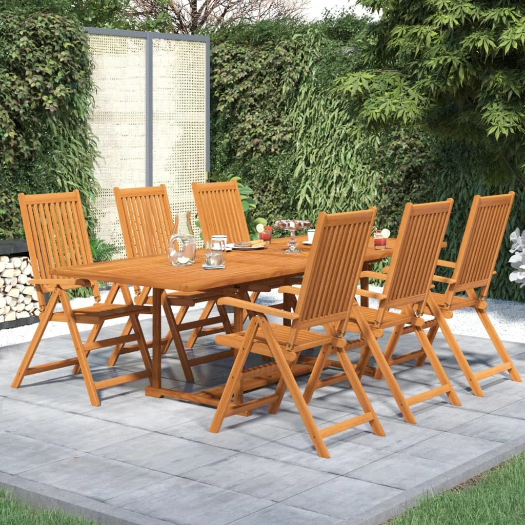 

7 Piece Garden Dining Set,Patio Table and Chair Set, Solid Wood Acacia