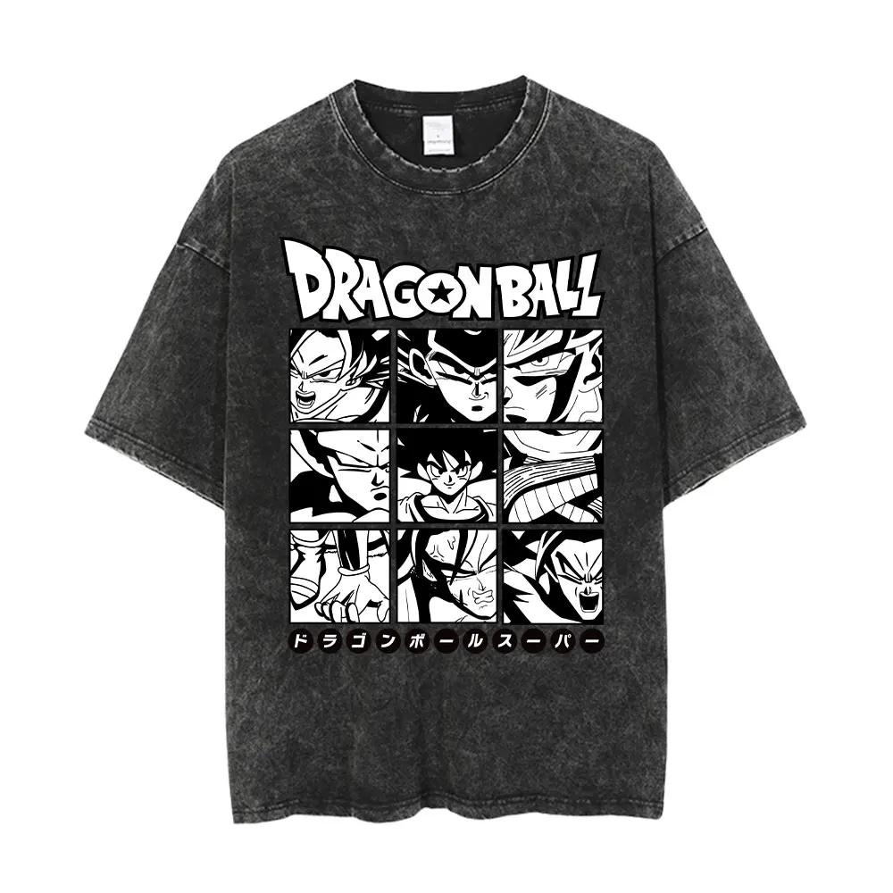

Anime Goku Dragon Ball T Shirt Men Hip Hop Vintage Washed Oversized Anime T Shirts for Women Streetwear Tees 100% Cotton T-shirt