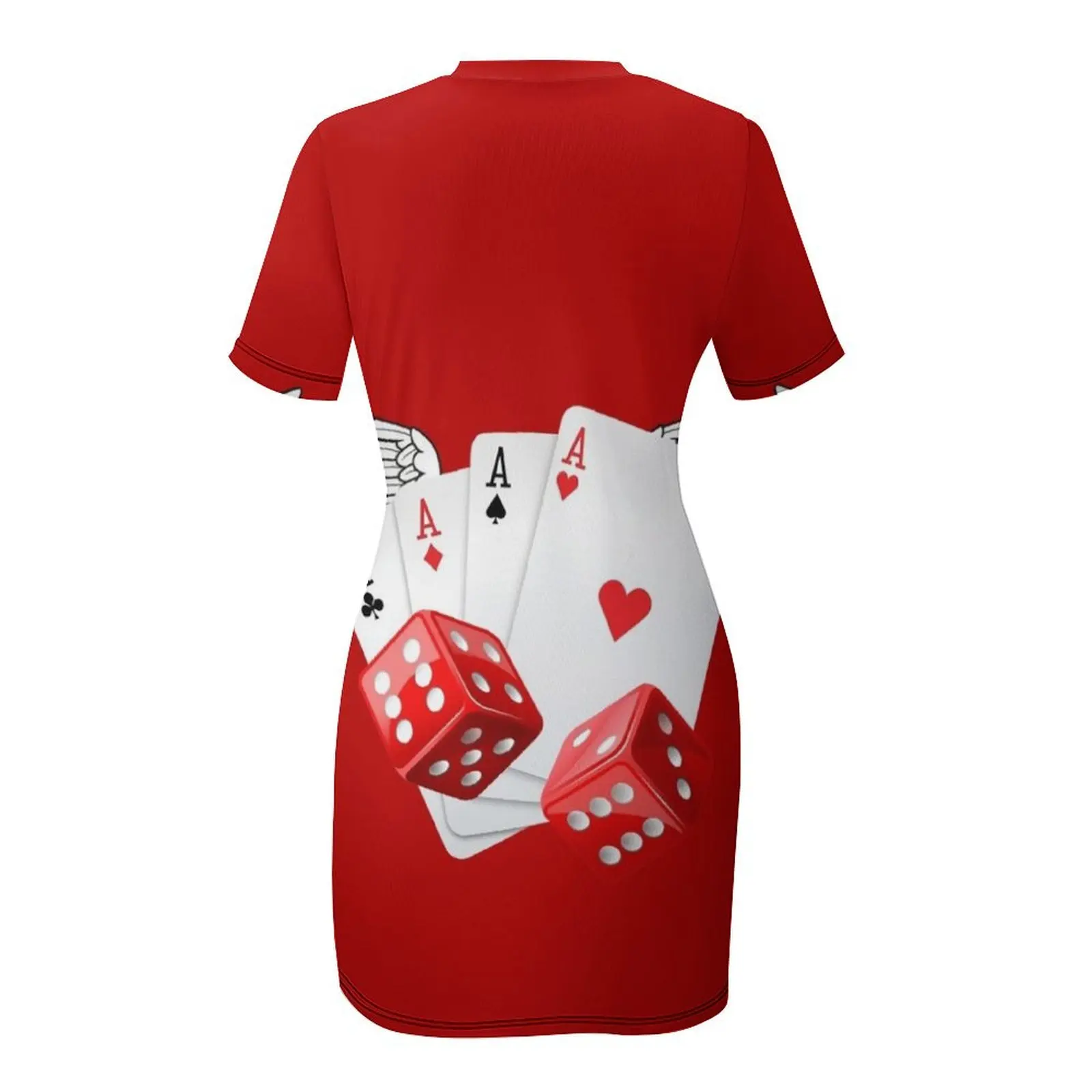 Карты Ace Poker с крыльями и кубиками. Платье короткими рукавами женские платья