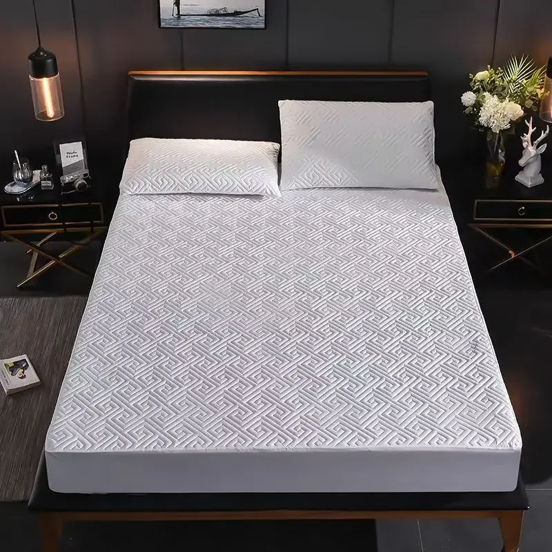 markii Zagęszczony ochraniacz na materac Queen Double Single Antypoślizgowy elastyczny prześcieradło Jednokolorowa narzuta łóżko (bez poszewki