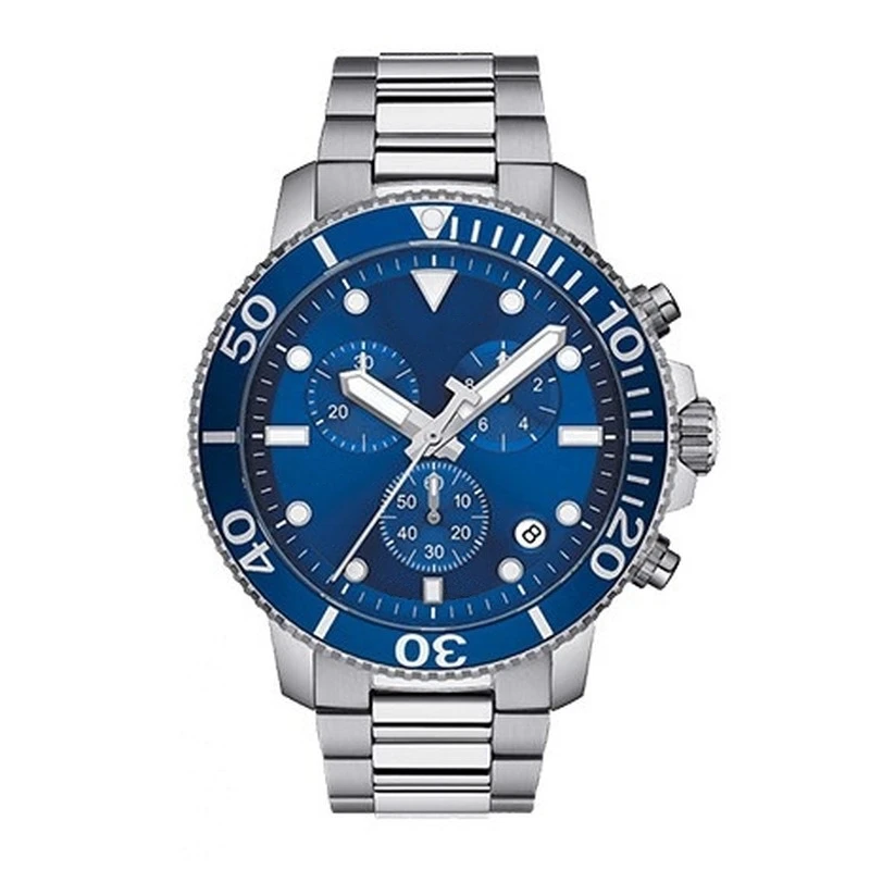 

Мужские кварцевые часы с хронографом Seastar 1000, синие керамические часы