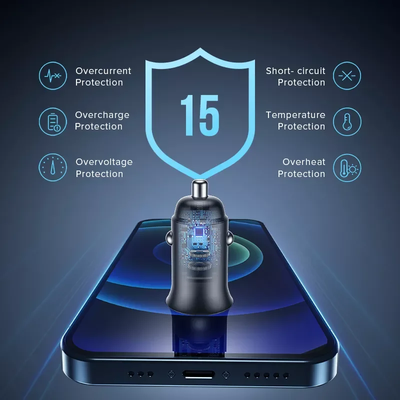 5A USB Car Charger PD 60W Type C Fast Charging Phone Charger For iPhone 13 12 11 Pro Max 8 P40 Redmi