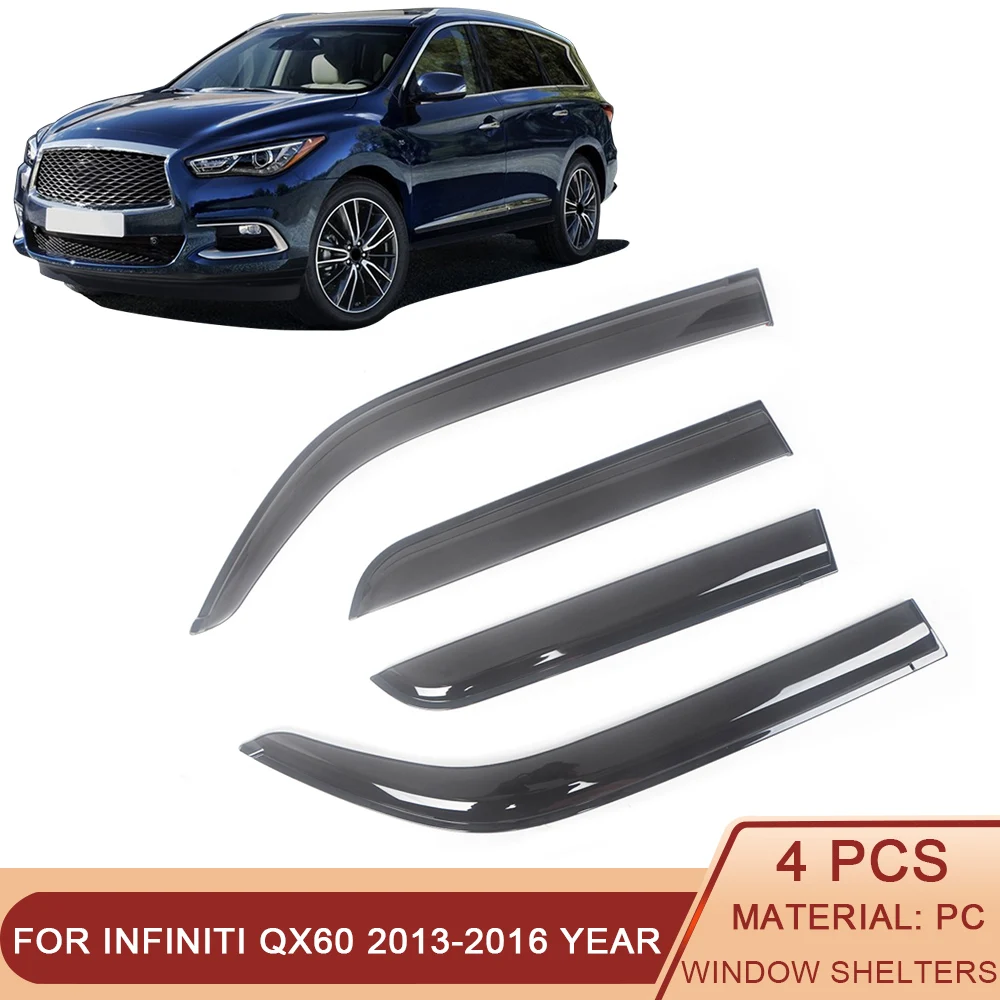 

Ветровые дефлекторы для боковых окон автомобиля Infiniti QX60 2013-2016, козырек от дождя для двери, вентиляционные оттенки, козырек от темного дыма